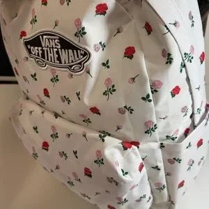 Vans | Bags | Vans White Backpack With Red And Pink Floral Pattern ...